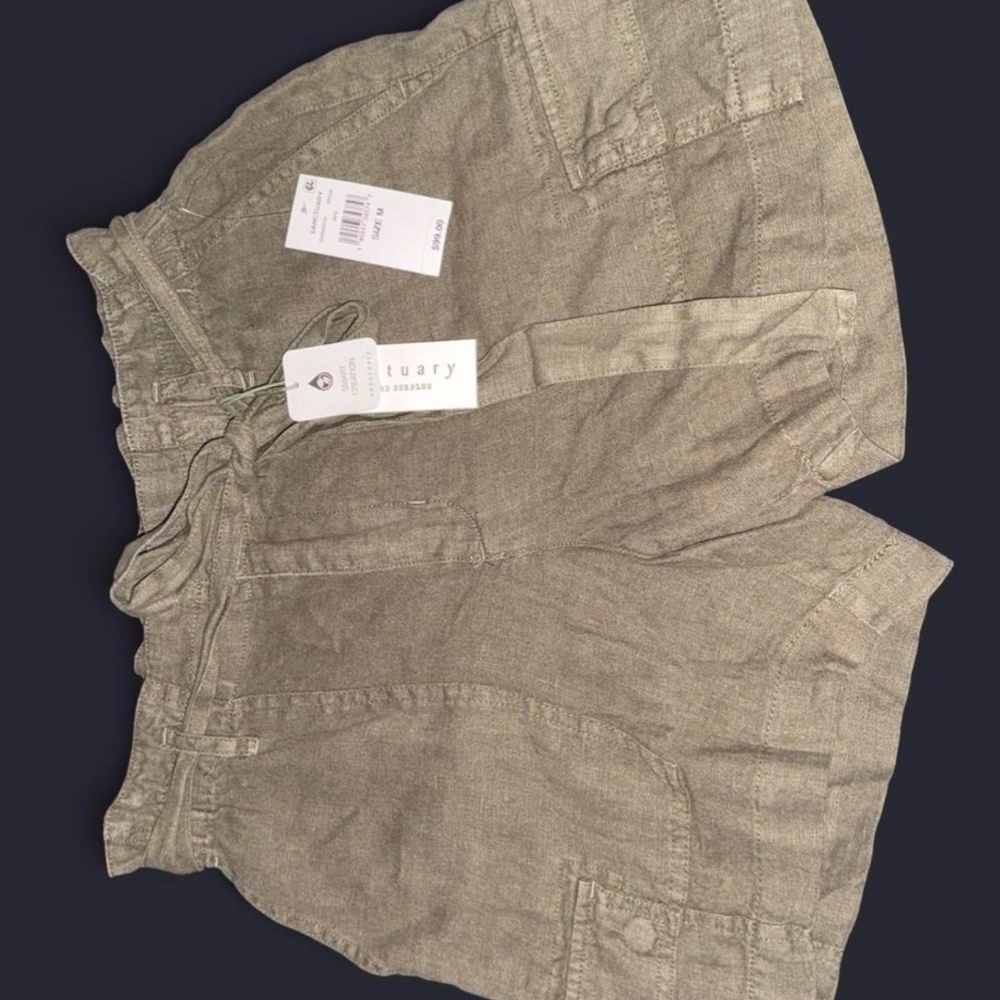 Sanctuary Olive Green Linen Blend Cargo Shorts | Size M | NWT
